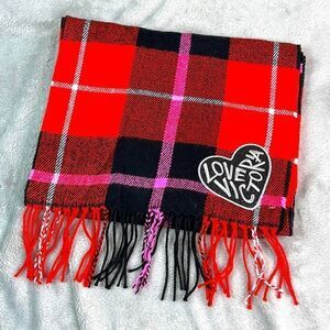 Victoria's Secret Red and Black Plaid Scarf